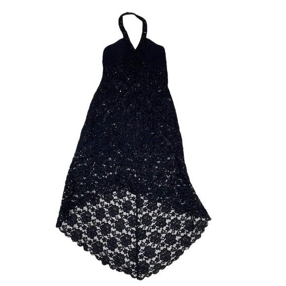 SEAN Collection Dress Black Beaded Cocktail Evening Gown Halter Size Small - Picture 2 of 14